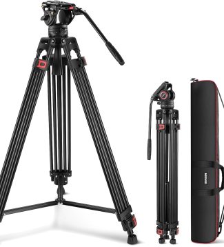 NEEWER 74" Video Tripod with Fluid Head, QR Plate , Aluminum Heavy Duty Camera Tripod Professional for DSLR Cameras Camcorders, Max Load 17.6lb/8kg, TP74