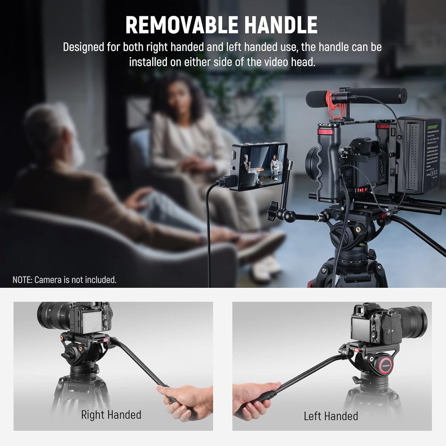 NEEWER 74" Video Tripod with Fluid Head, QR Plate , Aluminum Heavy Duty Camera Tripod Professional for DSLR Cameras Camcorders, Max Load 17.6lb/8kg, TP74 - Image 5