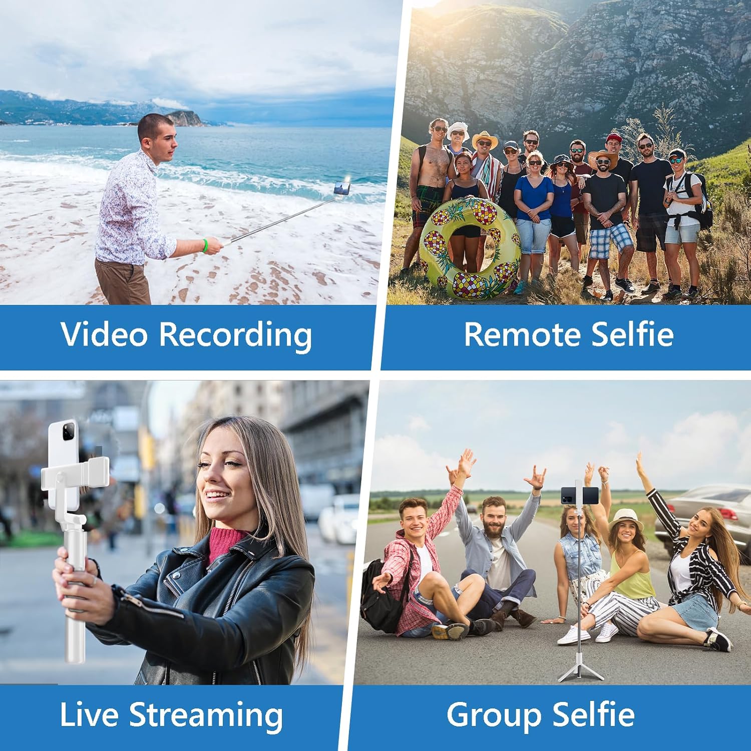 Selfie Stick Tripod, 40 in Retractable Tripod for iPhone with Wireless Remote Control & Light, Portable Phone Tripod for Photograph, Live Streaming, Video Recording, Compatible with All Cellphones - Image 2